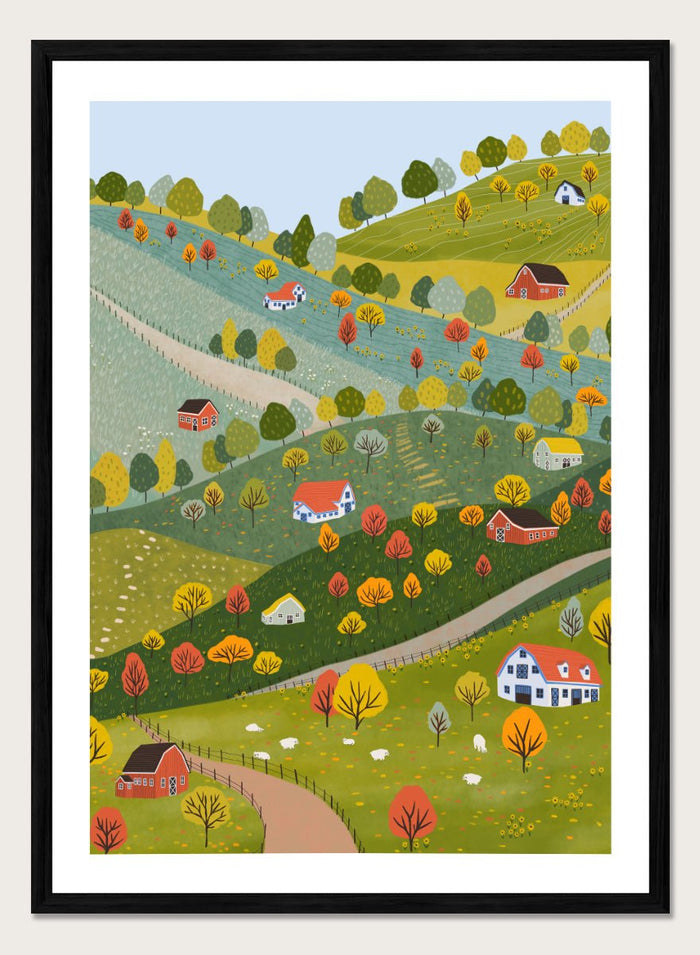 Ceyda Alasar - Vibrant Autumn Village Hills Art Print_Sugar & Canvas_Ceyda Alasar