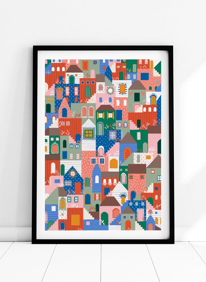 Ceyda Alasar - Whimsical Cityscape Charm Art Print_Sugar & Canvas_Ceyda Alasar