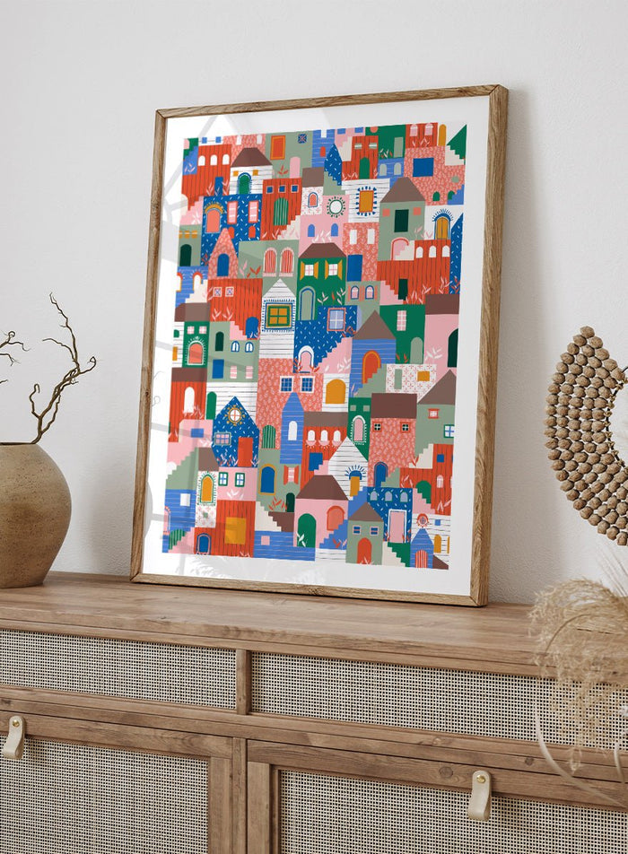 Ceyda Alasar - Whimsical Cityscape Charm Art Print_Sugar & Canvas_Ceyda Alasar