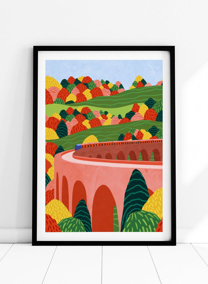 Ceyda Alasar - Winding Autumn Viaduct Art Print_Sugar & Canvas_Ceyda Alasar
