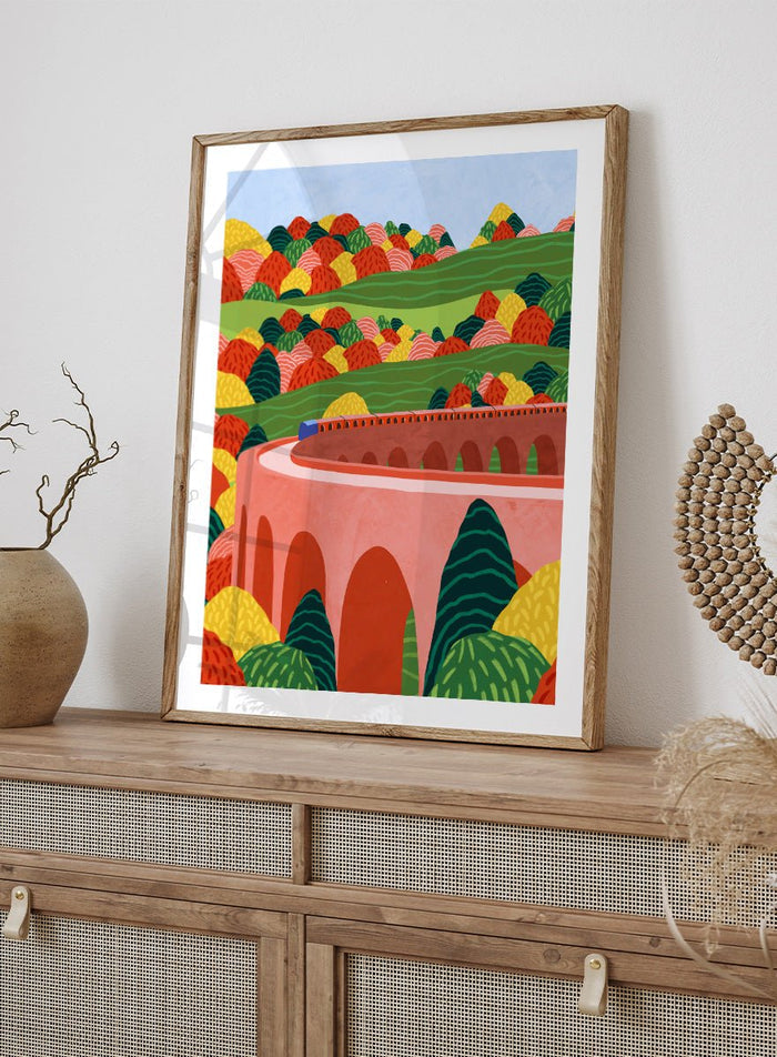 Ceyda Alasar - Winding Autumn Viaduct Art Print_Sugar & Canvas_Ceyda Alasar