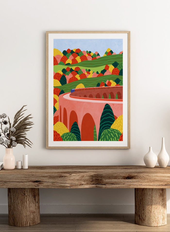 Ceyda Alasar - Winding Autumn Viaduct Art Print_Sugar & Canvas_Ceyda Alasar