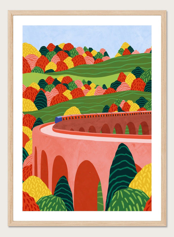 Ceyda Alasar - Winding Autumn Viaduct Art Print_Sugar & Canvas_Ceyda Alasar