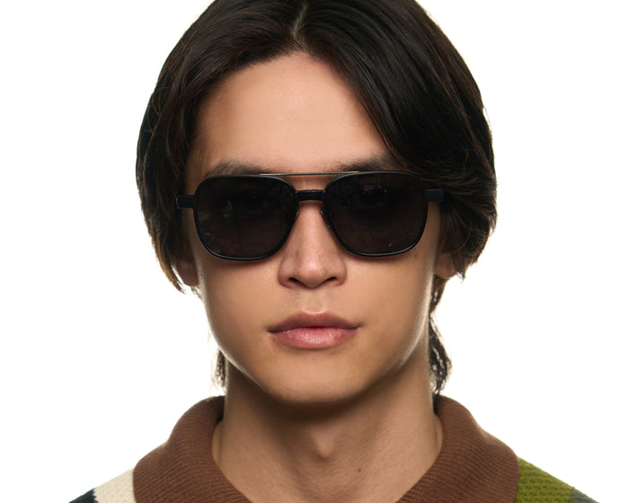 Midnight-Polarized::men Chase Clip-On Lenses Eyeglasses pilot black metal mobile full image