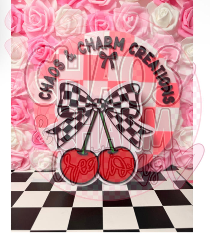 Checkered Cherry bow pen Box * Exclusive