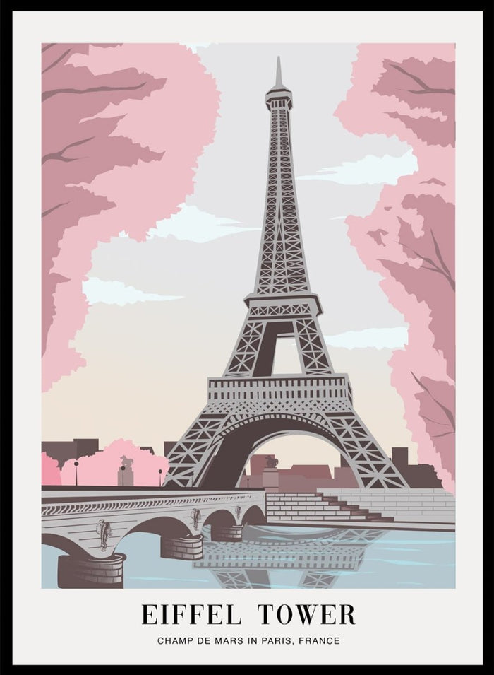 Cherry Blossoms with Eiffel Tower Art Print TA22_Sugar & Canvas_Sugar & Canvas