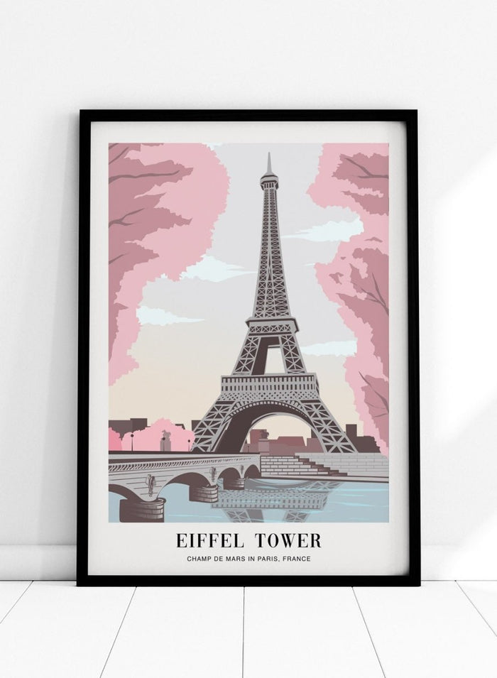 Cherry Blossoms with Eiffel Tower Art Print TA22_Sugar & Canvas_Sugar & Canvas