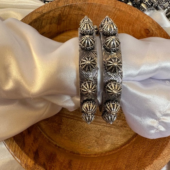 Chitra - German Silver Handmade Kada - Free Size - Single