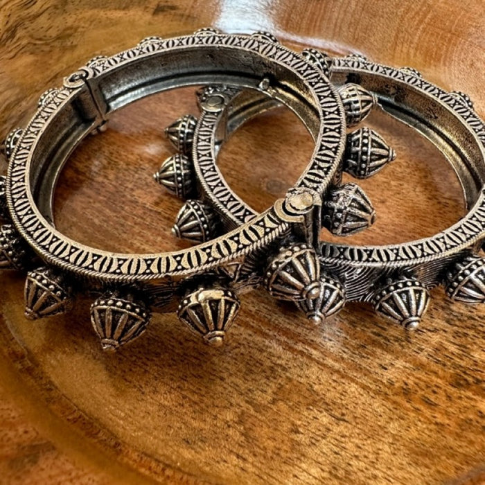 Chitra - German Silver Handmade Kada - Free Size - Single