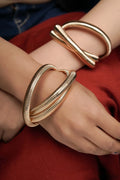 Chunky Free Size, Tripple Layered Anti Tarnish Bracelet- Rose Gold - Single
