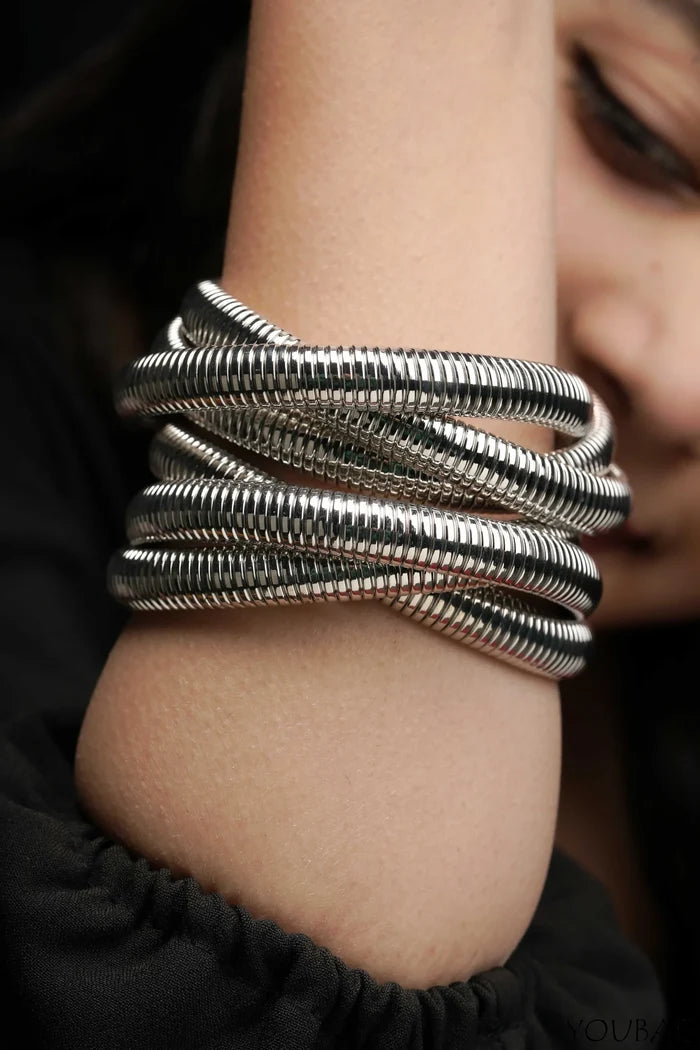 Chunky Tripple Layered Anti Tarnish Bracelet- Silver- Single