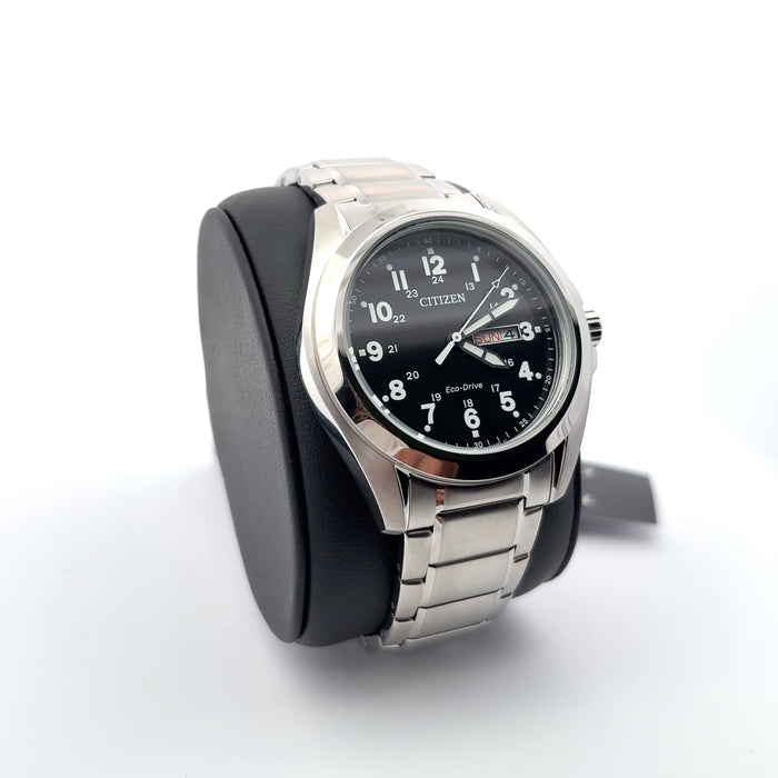 Citizen Eco-Drive Sport Black Dial Day-Date Bracelet Watch