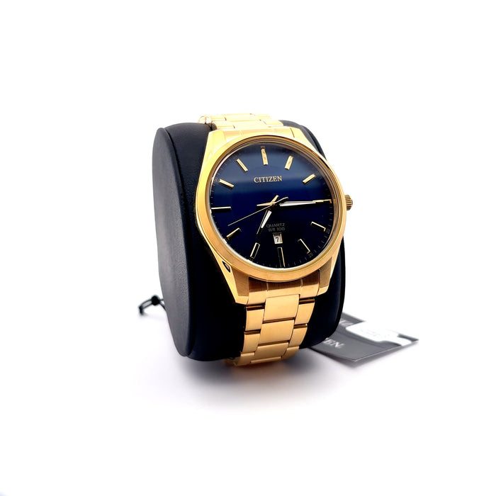 Citizen Quartz Blue Dial Gold-Tone Stainless Steel Watch