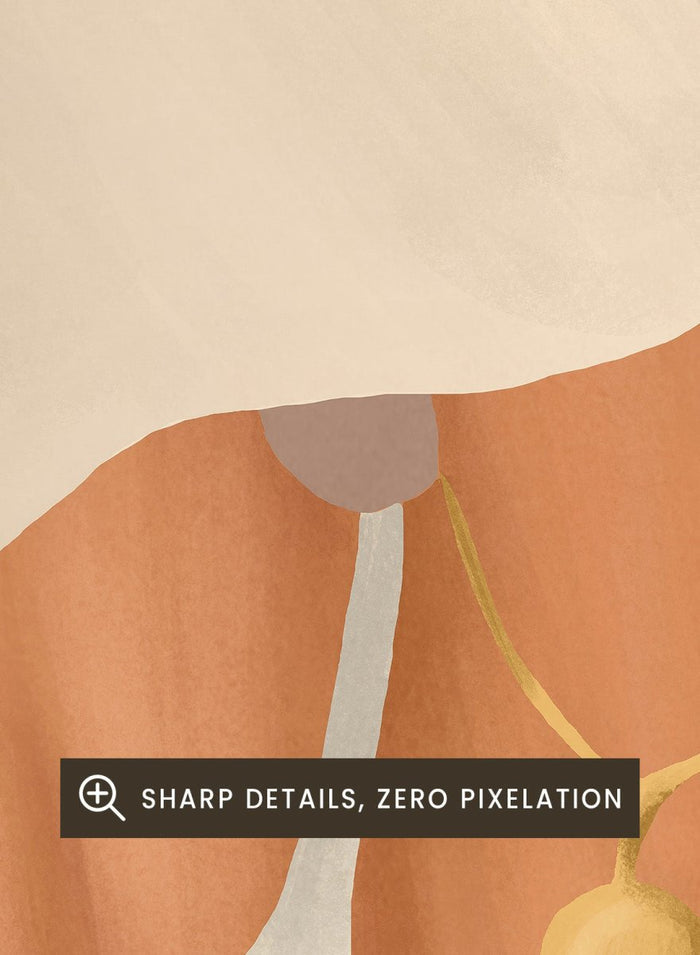 Illustration of a person wearing a white garment and gold necklace on a beige background. Feminine Beauty by City Art is a minimalist figurative art print featuring a woman with flowing fabric, warm neutral tones, and modern feminine style.