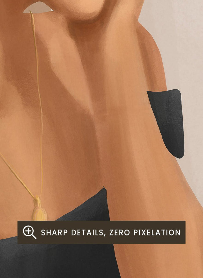 Woman wearing a wide-brimmed hat and black bikini against a neutral background. Woman In Summer Hat by City Art is a minimalist figure art print featuring a woman in a sun hat and swimsuit, perfect for modern and coastal interiors.