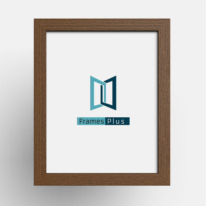 Classic Range dark brown picture frame displaying Frames Plus logo on white background.