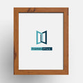 Dark teak picture frame showcasing the Frames Plus logo on a clean background.