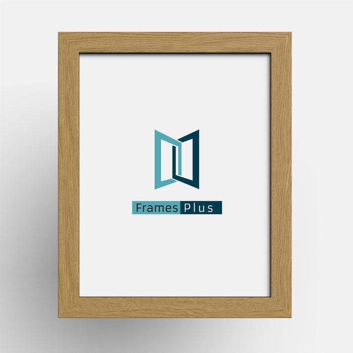 oak picture frame classic range with the Frames Plus logo displayed in a clean and modern design.