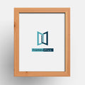 Classic pine picture frame showcasing the Frames Plus logo with a smooth pine finish.