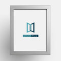 Silver picture frame featuring the Frames Plus logo on a white background.