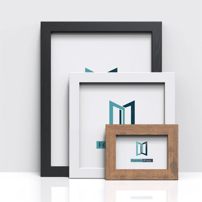 Classic Range white picture frame classic range among black and wooden frames, showcasing versatile design for photos and posters.