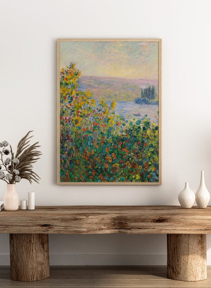 Claude Monet Flower Beds at Vétheuil Art Print_Sugar & Canvas_Claude Monet