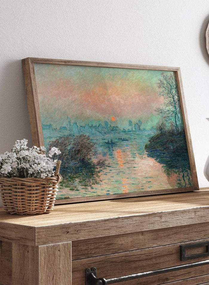 Claude Monet Sunset on the Seine at Lavacourt, Winter Effect Art Print_Sugar & Canvas_Claude Monet