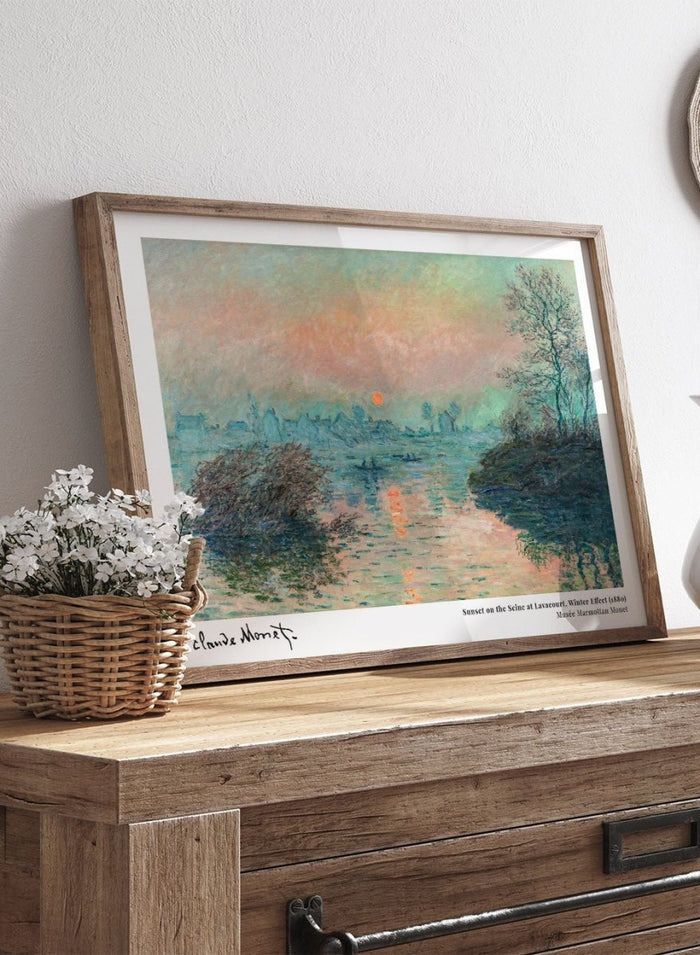 Claude Monet Sunset on the Seine at Lavacourt, Winter Effect Art Print_Sugar & Canvas_Claude Monet