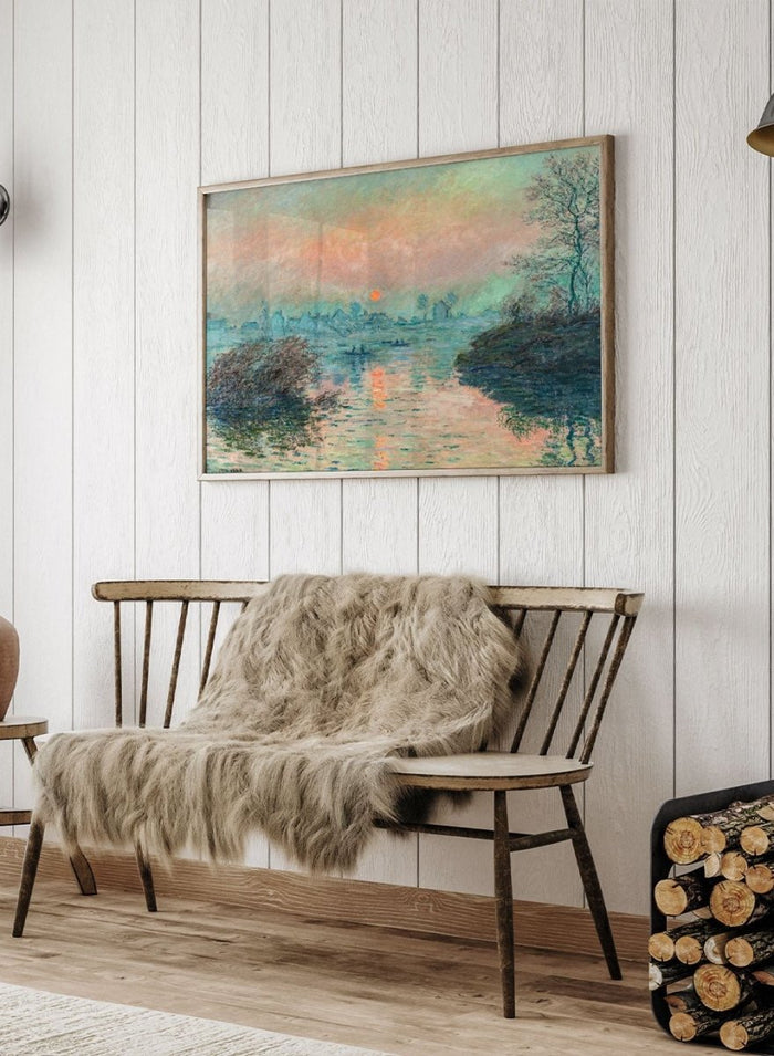 Claude Monet Sunset on the Seine at Lavacourt, Winter Effect Art Print_Sugar & Canvas_Claude Monet