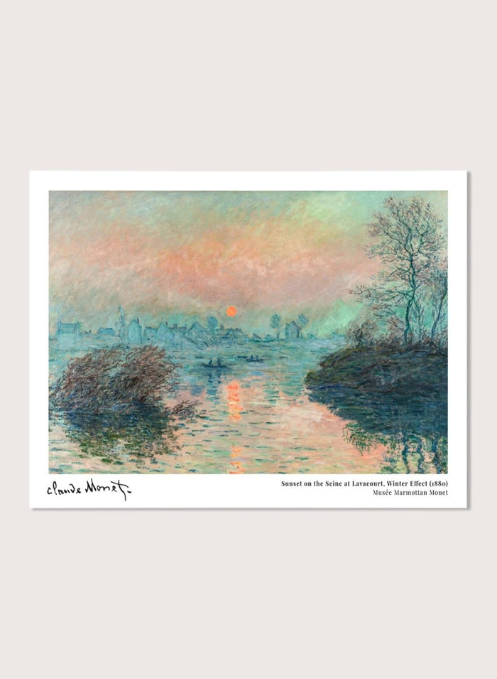Claude Monet Sunset on the Seine at Lavacourt, Winter Effect Art Print_Sugar & Canvas_Claude Monet