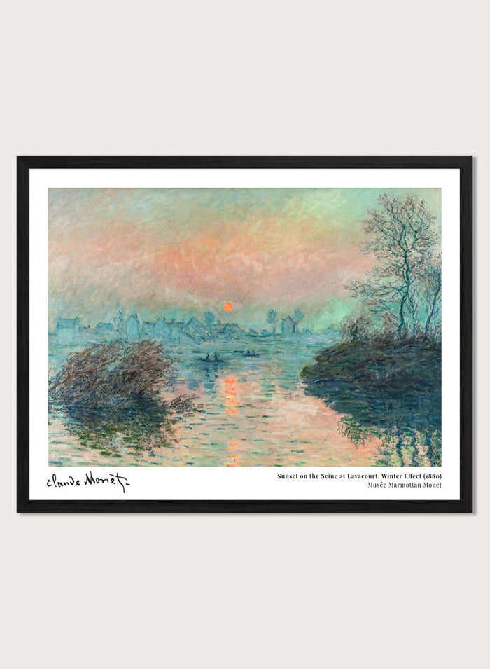 Claude Monet Sunset on the Seine at Lavacourt, Winter Effect Art Print_Sugar & Canvas_Claude Monet