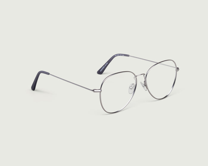Silver::Clinton Eyeglasses pilot gray metal front diagonal (4687758426166)