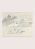 Cloud Studies by Josephus Augustus Knip is a vintage watercolor sky print in soft grey and blue tones, a calm nature print for wall art.