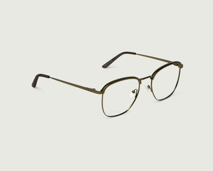 Rye::Clyde Wide Eyeglasses browline brown  metal front diagonal