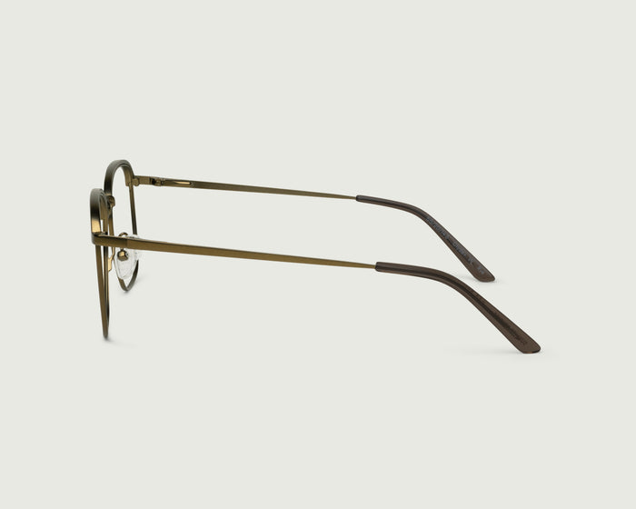 Rye::Clyde Wide Eyeglasses browline brown  metal side
