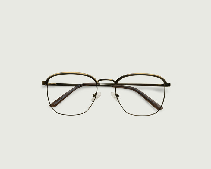 Rye::Clyde Wide Eyeglasses browline brown  metal top