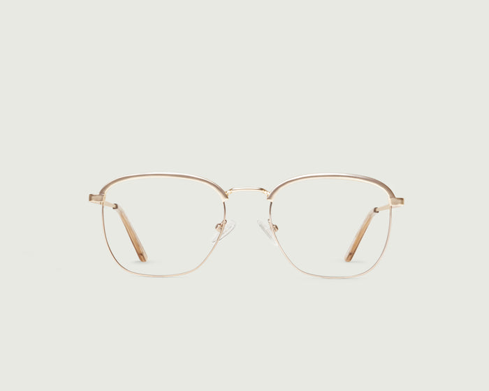 Tinsel::Clyde Wide Eyeglasses browline gold metal front
