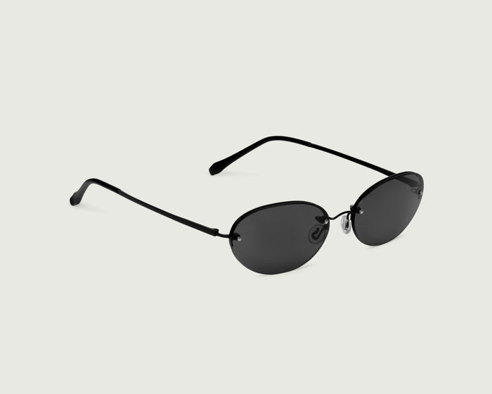 Charcoal::Coco Sunglasses oval black metal front diagonal
