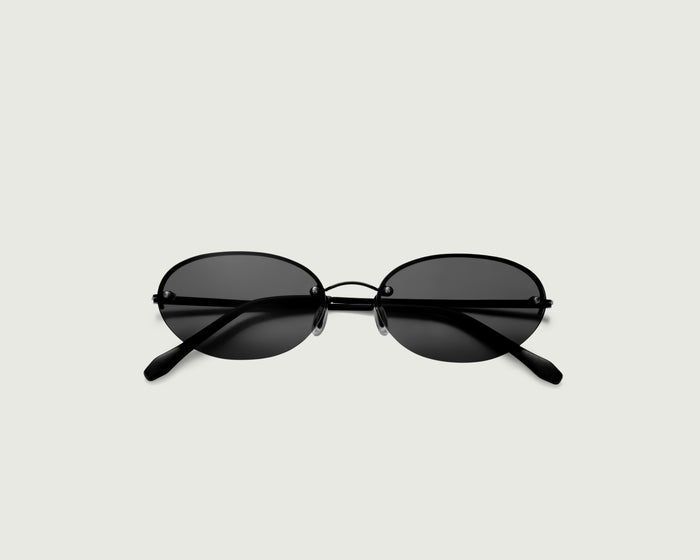 Charcoal::Coco Sunglasses oval black metal top