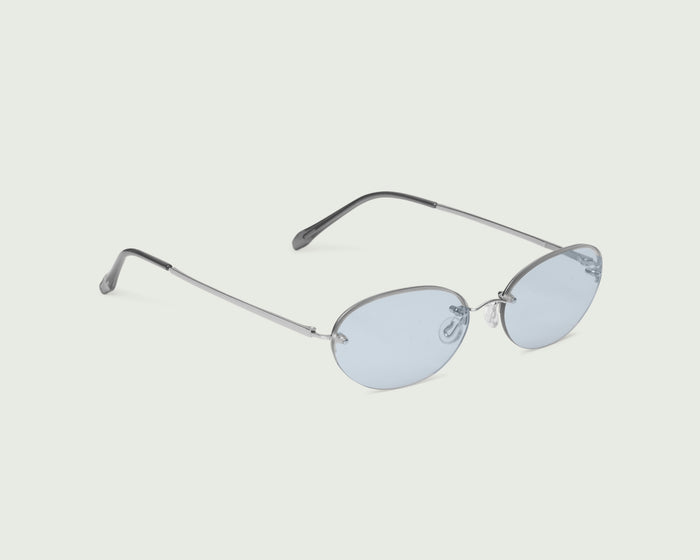 Coin Frost::Coco Sunglasses oval silver metal front diagonal