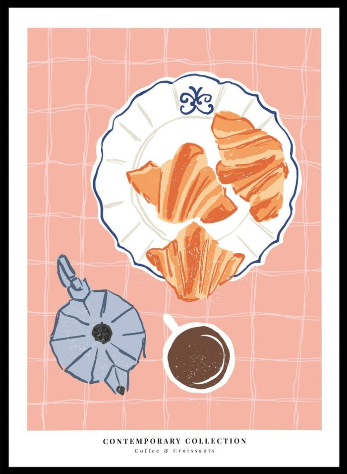 Coffee and Croissants Kitchen Illustration Art Print_Sugar & Canvas_Sugar & Canvas