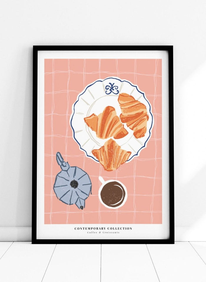 Coffee and Croissants Kitchen Illustration Art Print_Sugar & Canvas_Sugar & Canvas