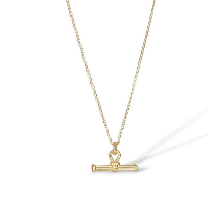 Cosette 14K Gold Knotted Loop T Bar Necklace
