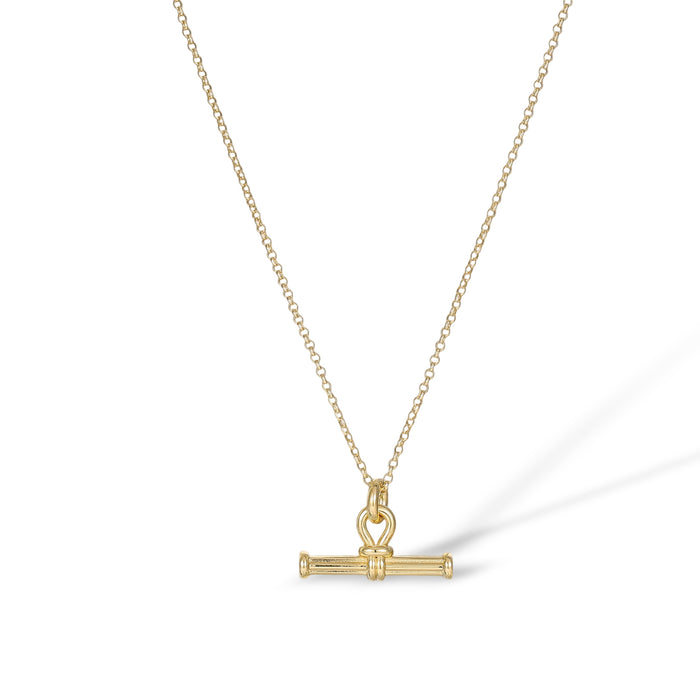 Cosette 14K Gold Knotted Loop T Bar Necklace