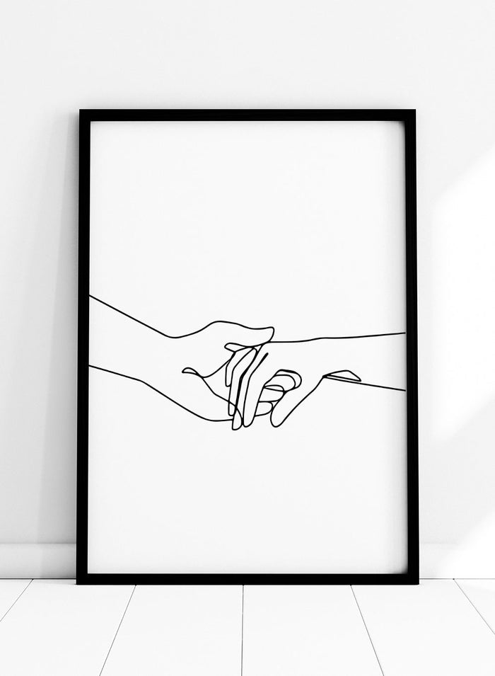 Couple Holding Hands Line Art Print_Sugar & Canvas
