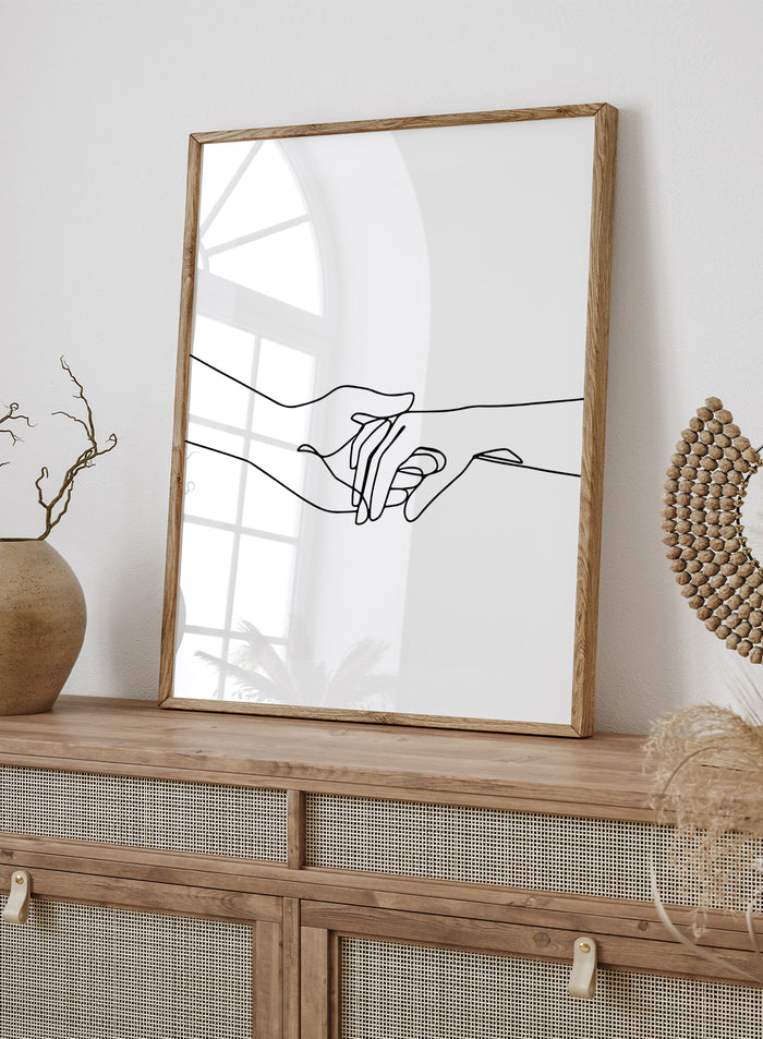 Couple Holding Hands Line Art Print