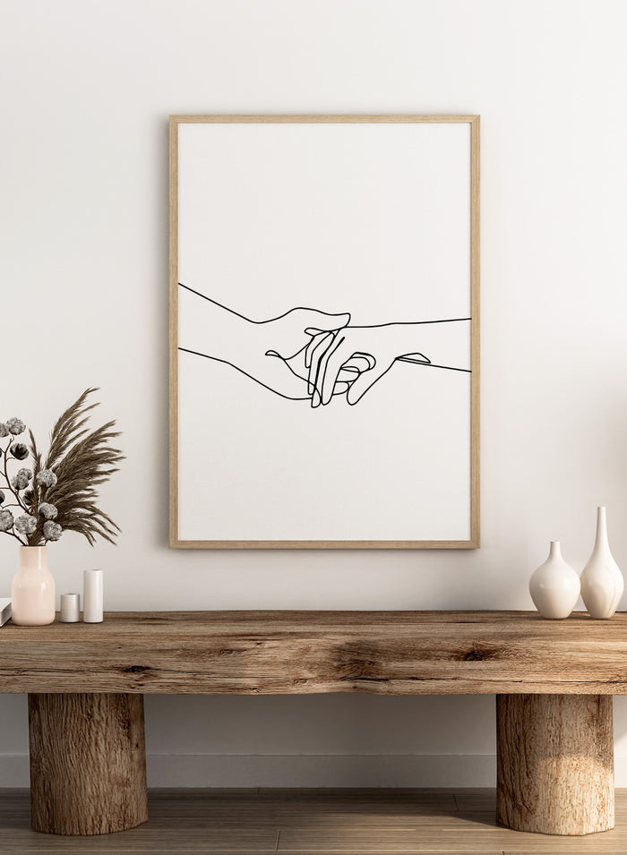 Couple Holding Hands Line Art Print