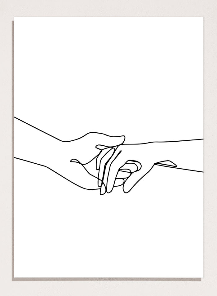 Couple Holding Hands Line Art Print