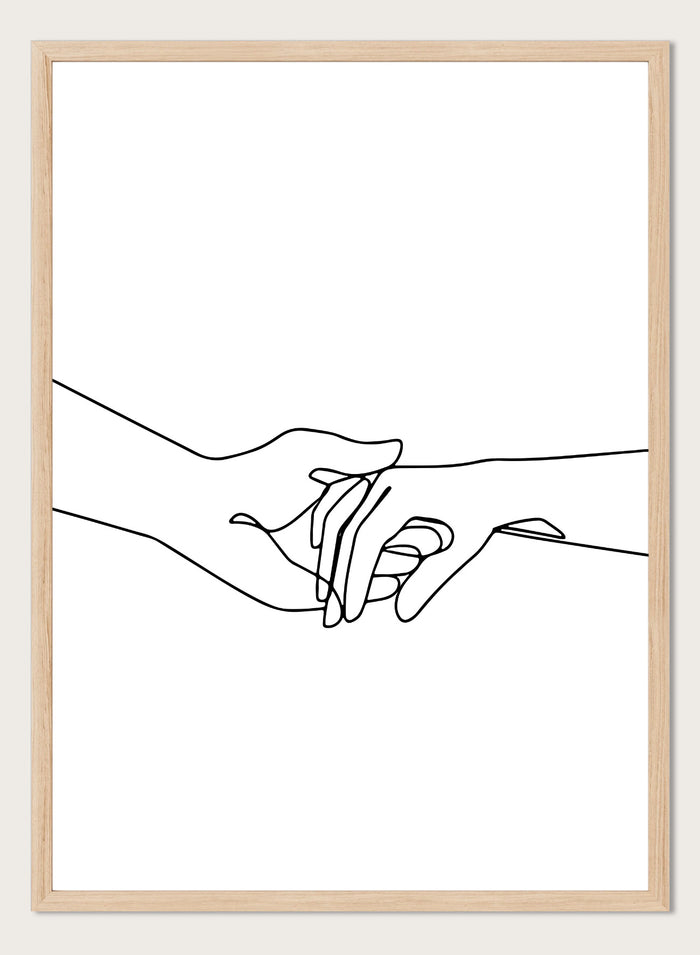 Couple Holding Hands Line Art Print
