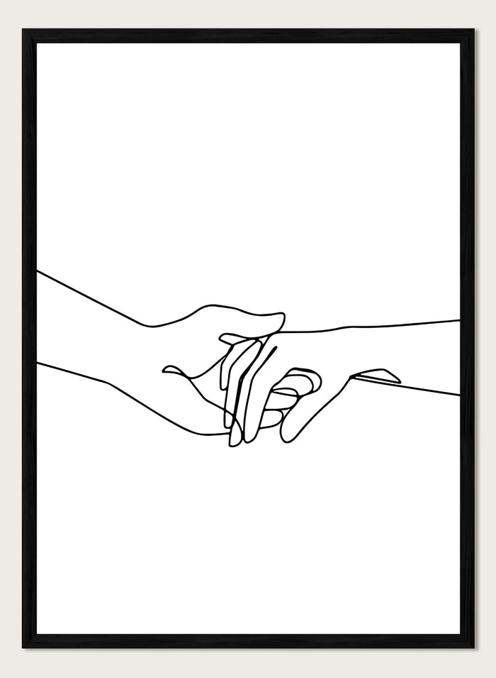 Couple Holding Hands Line Art Print